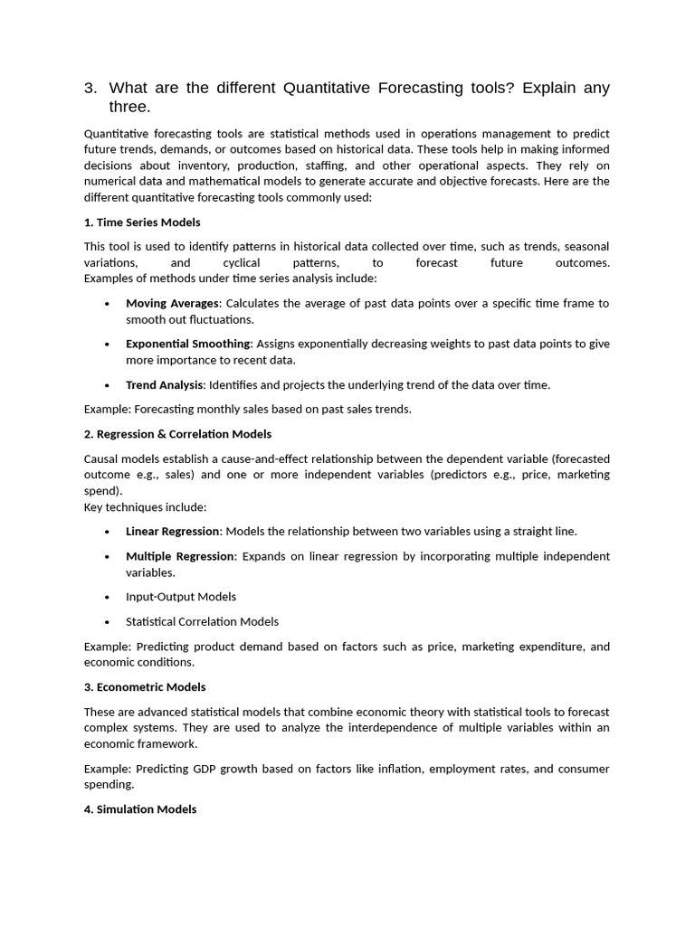 Quantitative Forecasting Tools Explained | PDF | Forecasting ...