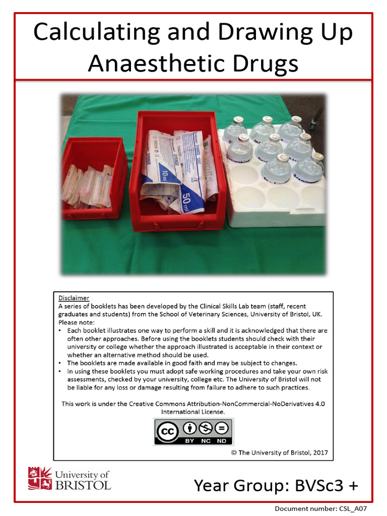 Calculating and Drawing Up Anaesthetic Drugs | PDF | Syringe ...