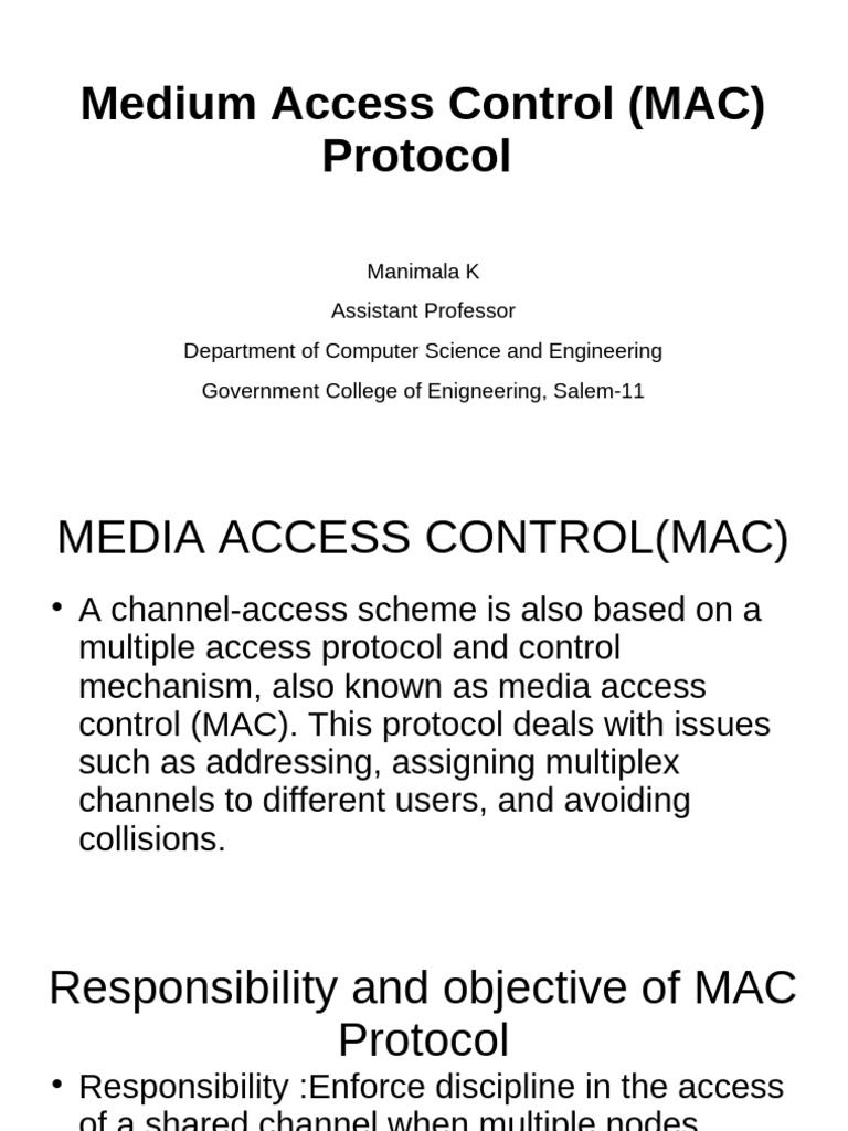 1.2 MAC Procotcol | PDF | Channel Access Method | Network Protocols