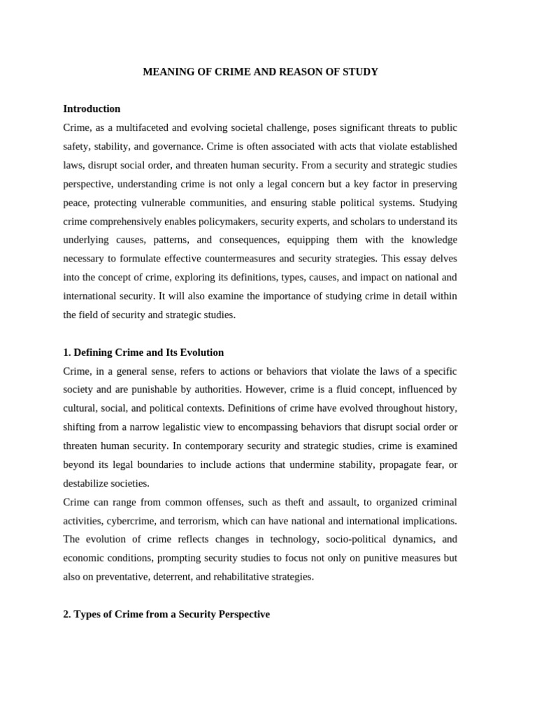 CRIME WHAT IS THE MEANING intelligence overview