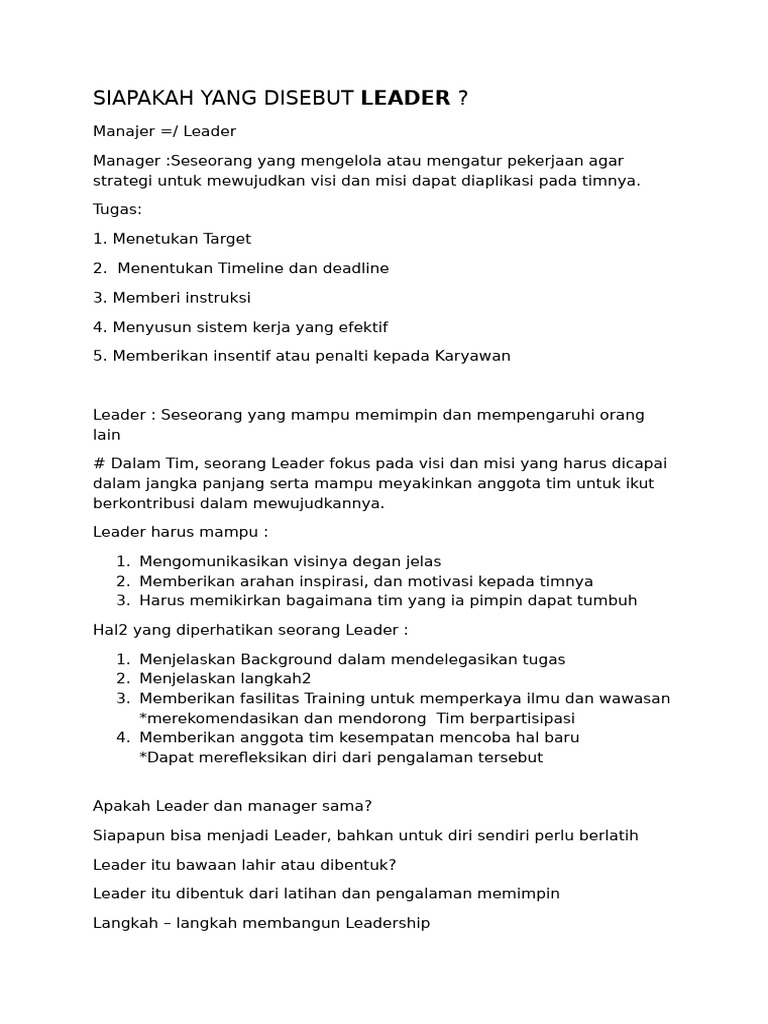 Memahami Peran Seorang Leader | PDF