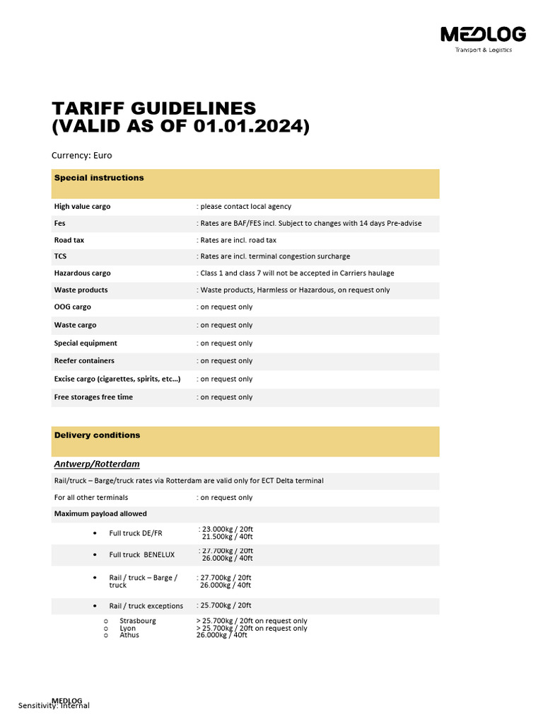Tariff Guidelines 2024 | PDF | Cargo | Truck