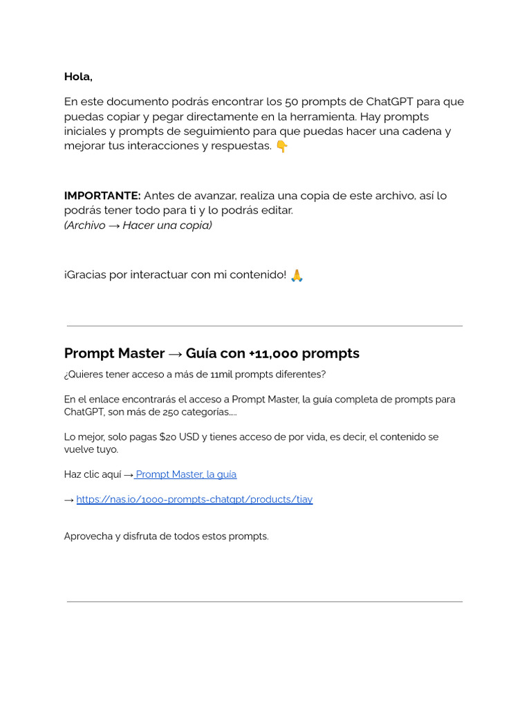 50 Prompts de ChatGPT para Content Marketing | PDF | Blog ...