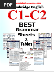 C1-C2  Best Grammar Sheets & Tables 