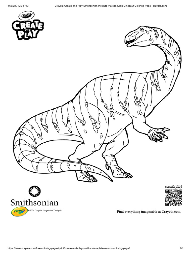 Crayola create and play smithsonian institute plateosaurus dinosaur