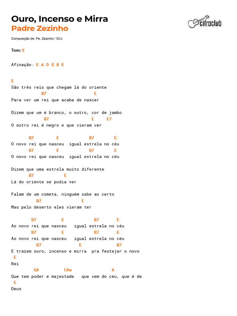 Ouro, Incenso e Mirra: Canção de Natal | PDF | Céu