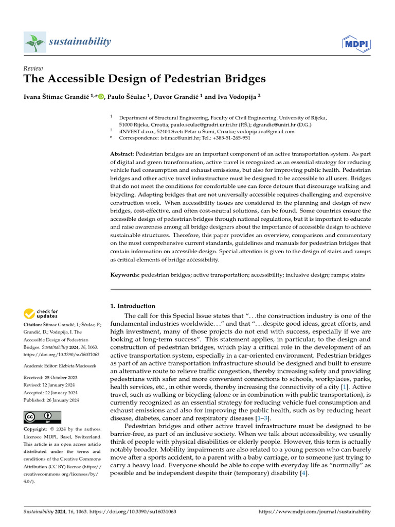 The Accessible Design Of Pedestrian Bridges Pdf Stairs Accessibility