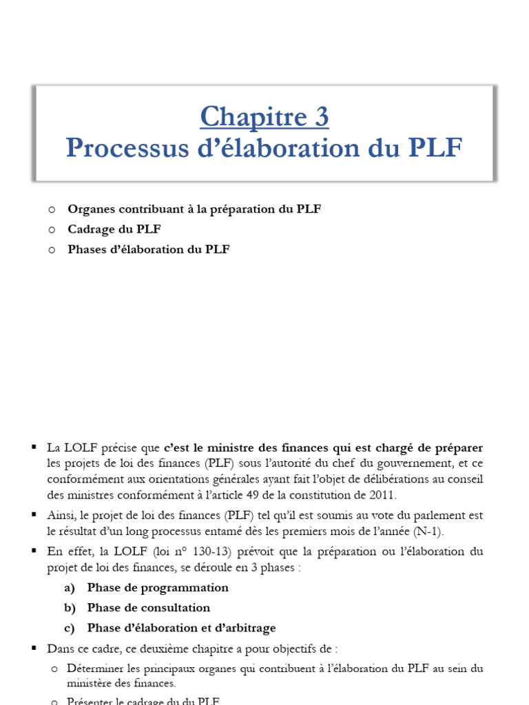 Processus d'élaboration du PLF au Maroc | PDF | Impôts | Économie