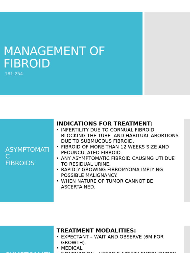Management of Fibroids: Treatment Options | PDF | Diseases And ...
