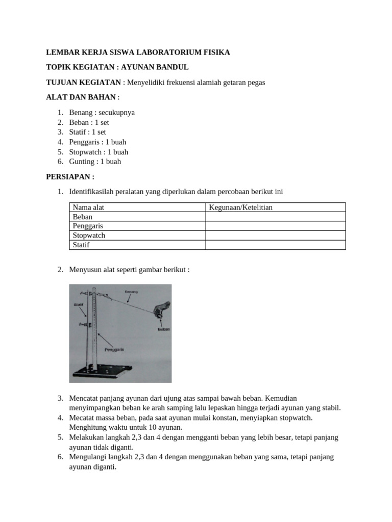 LEMBAR KERJA SISWA LABORATORIUM FISIKA | PDF