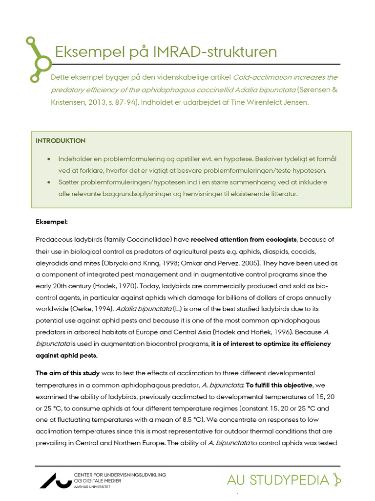 Handout IMRAD Eksempler | PDF | Coccinellidae | Biological Pest Control