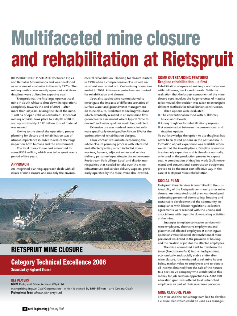Multifaceted Mine Closure and | PDF | Employment | Mining