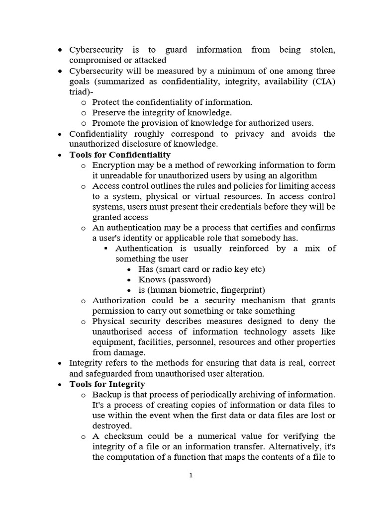 CIT 855 Cybersecurity Summarized Note | PDF | Firewall (Computing ...