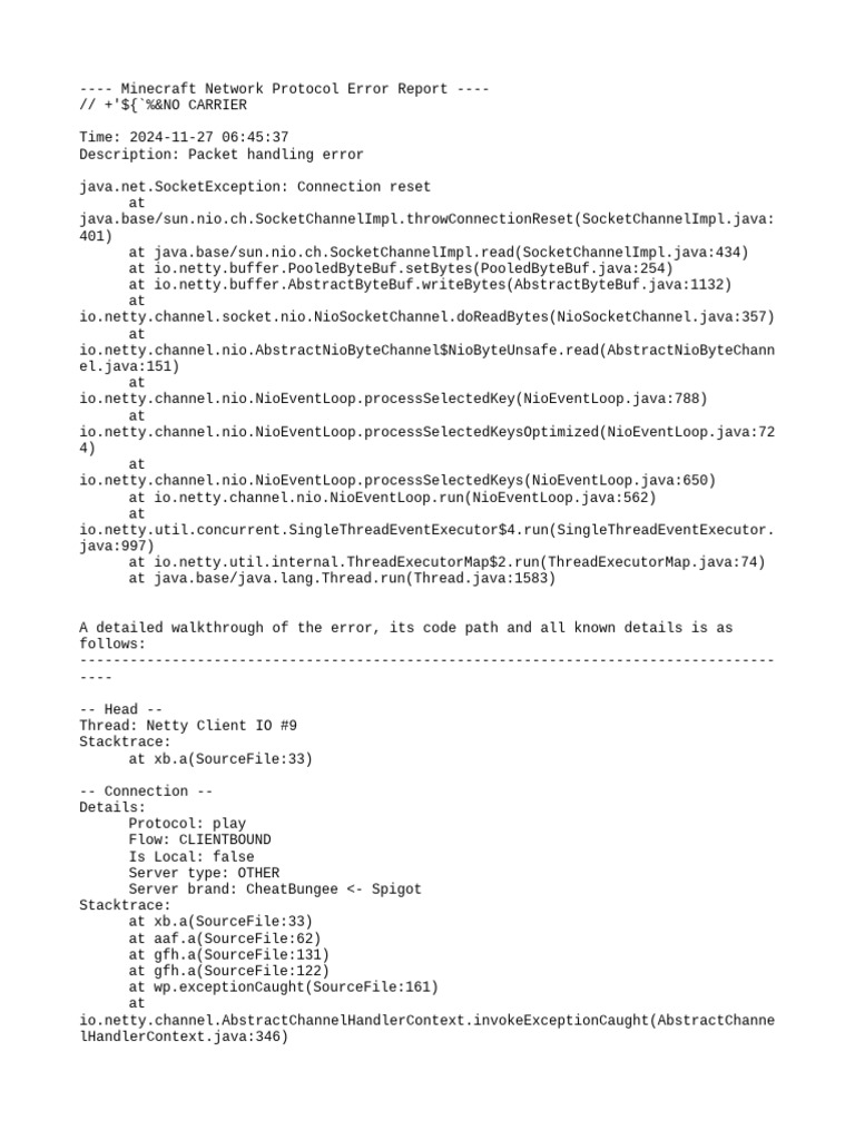 CheatBungee Connection Error Report | PDF | Data Transmission ...