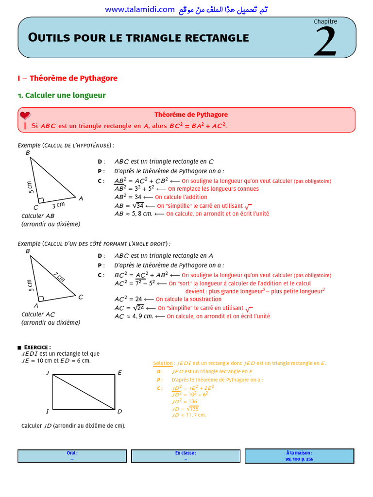 Outils de calcul pour triangles rectangles | PDF | Fonction ...