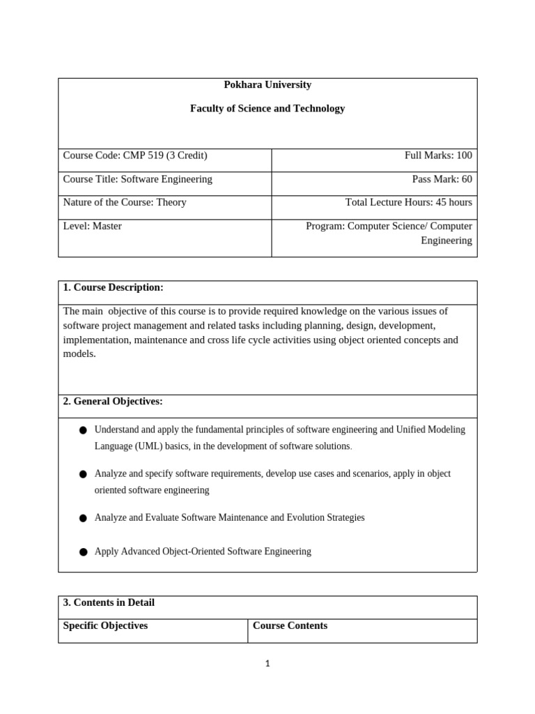 Software Engineering Course Overview | PDF | Use Case | Agile Software ...