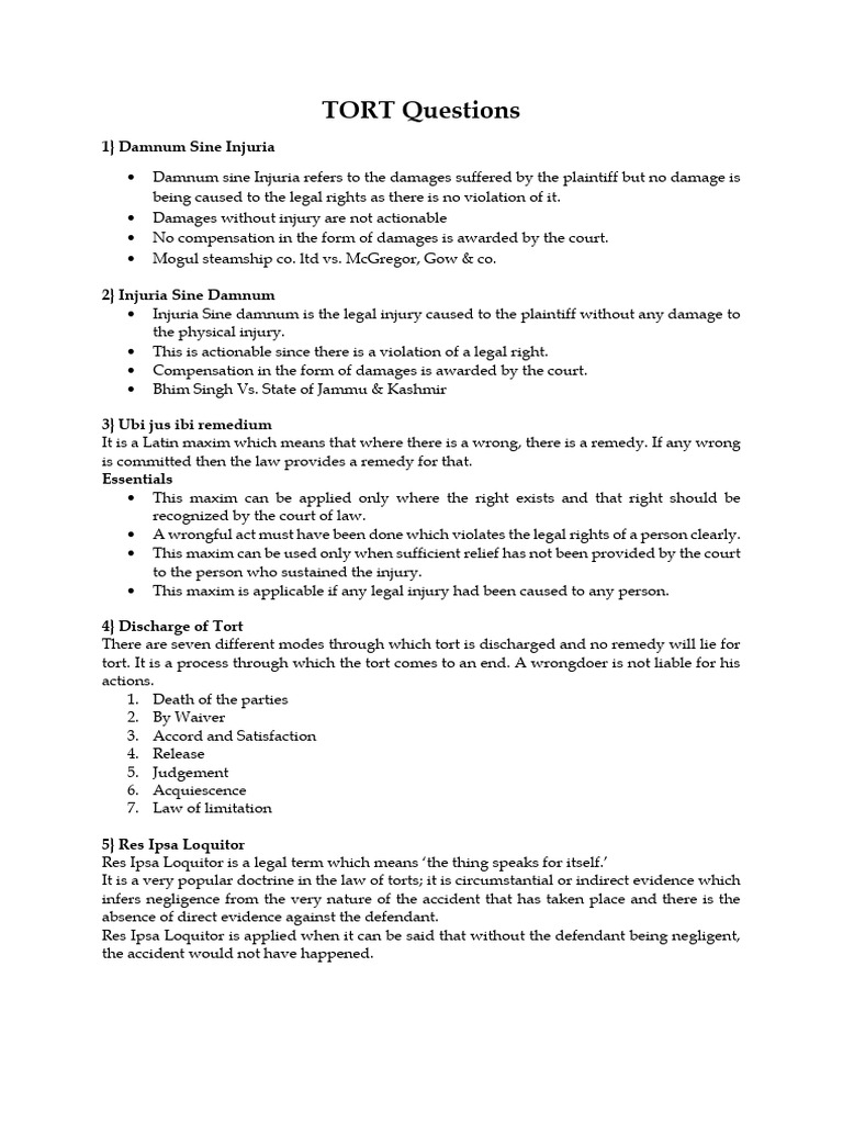 Key Concepts in Tort Law Explained | PDF | Tort | Common Law