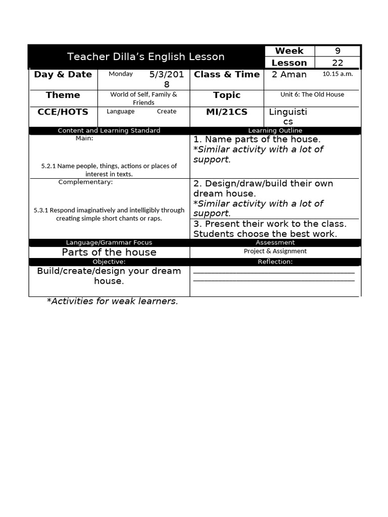 lesson plan 22 lang arts | PDF