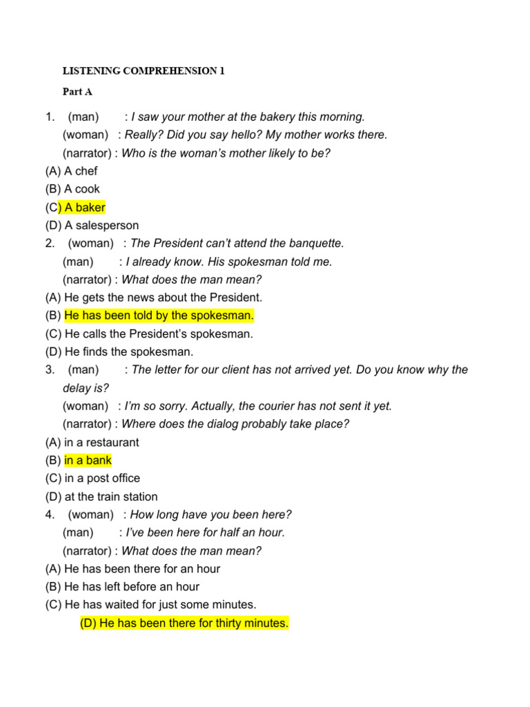 Listening Comprehension Exercises | PDF | Cuneiform | Human
