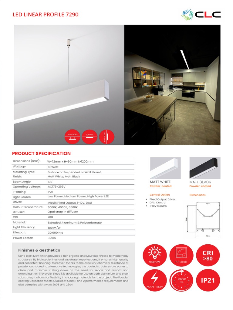 LED Linear Profile Specifications | PDF | Electrical Engineering | Light
