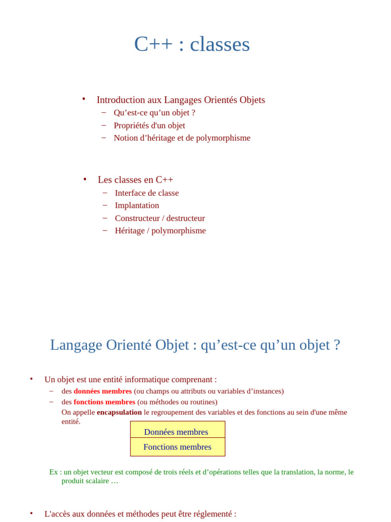 Introduction aux classes en C++ | PDF | Classe (informatique ...