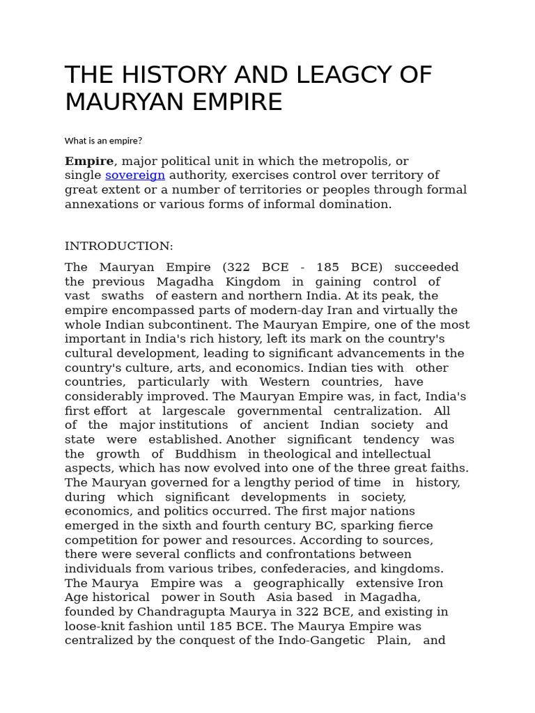 Mauryan Empire: History and Legacy | PDF