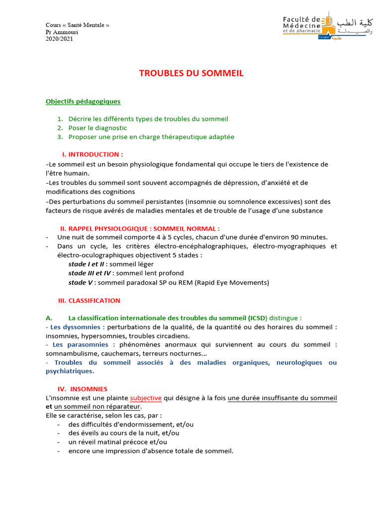 Troubles du sommeil : diagnostic et traitement | PDF | Sommeil | Insomnie
