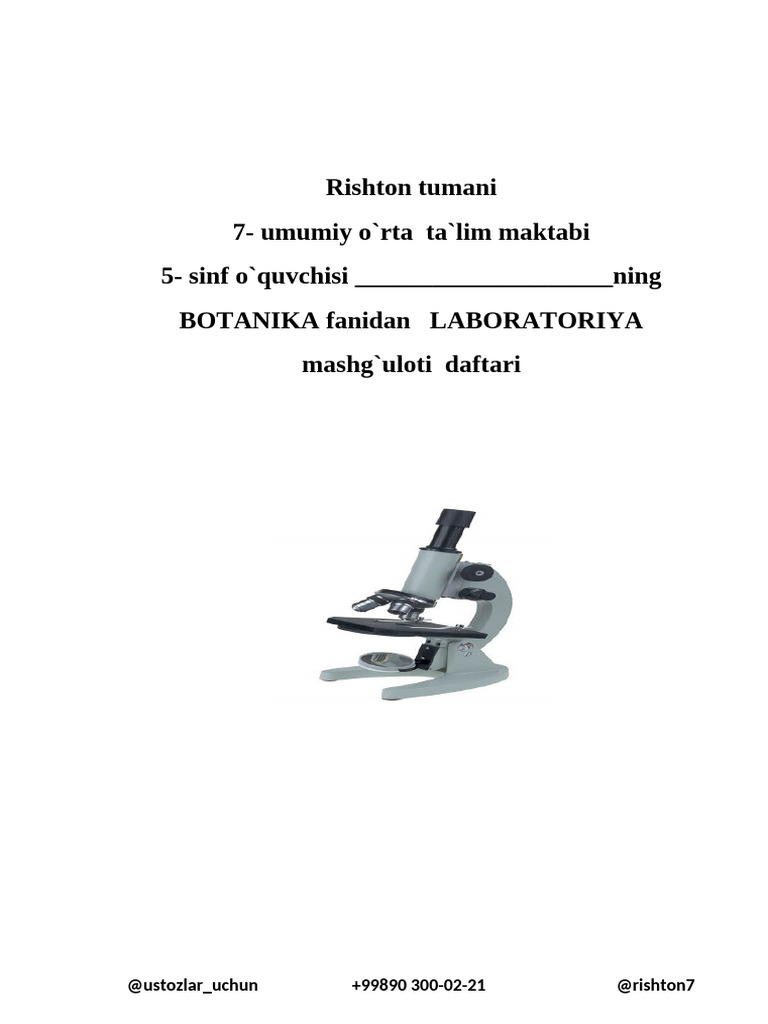 Biologiya Fanidan Labaratoriya Daftari | PDF