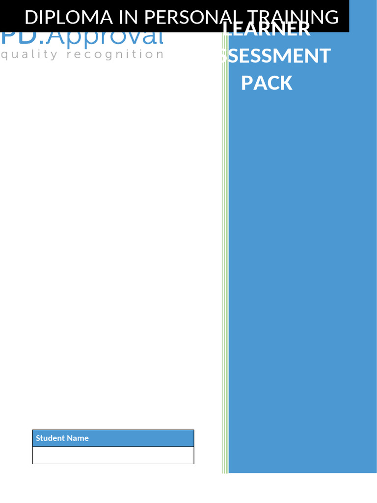 Diploma in Personal Training Assessment Pack | PDF | Digestion | Meal