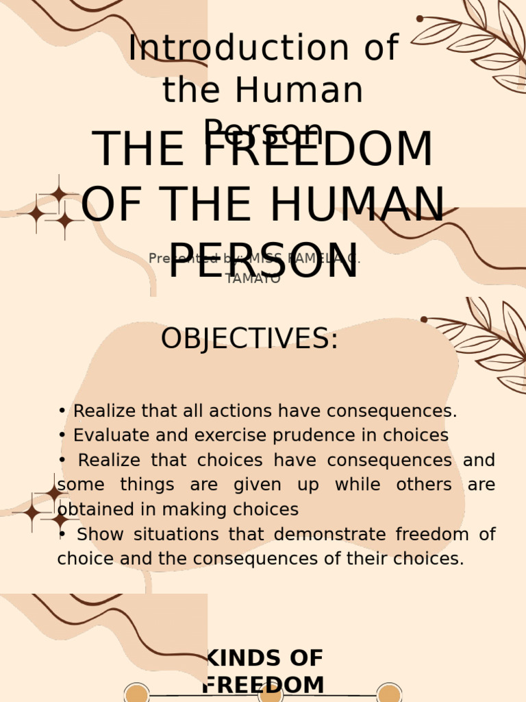 The Freedom of The Human Person | PDF | Free Will | Psychology