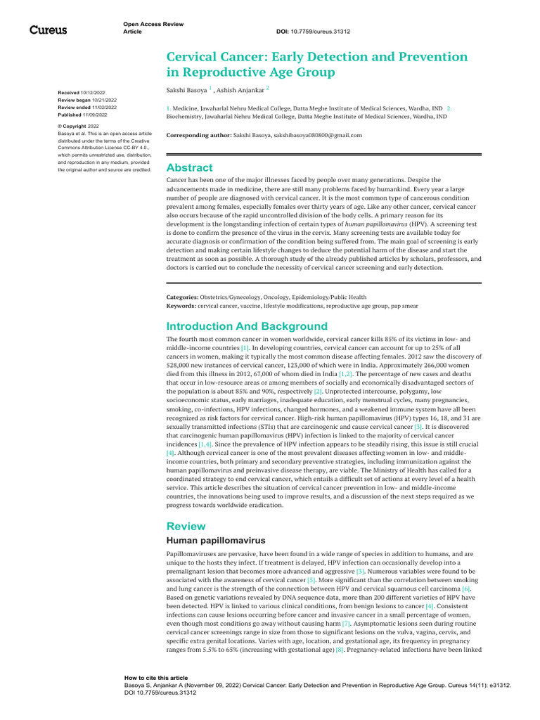 Cervical Cancer Prevention Strategies | PDF | Cervical Cancer | Medical ...