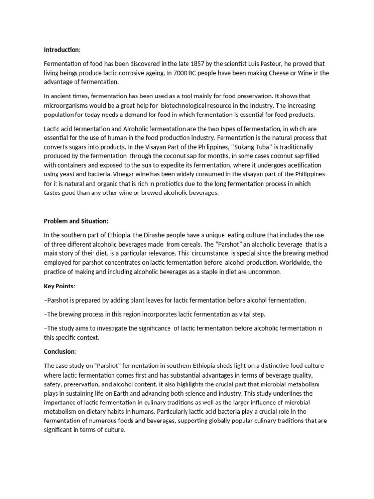 CASE-STUDY in Microbio | PDF | Fermentation | Drink