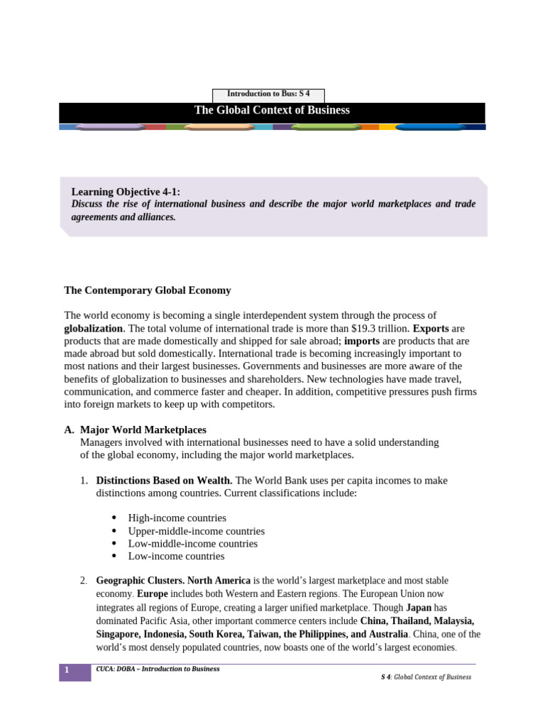 Global Business Landscape Overview | PDF | Exchange Rate | Balance Of Trade