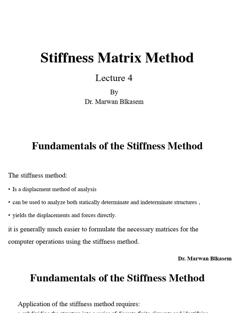 Stiffness Matrix Method for Truss Analysis | PDF | Matrix (Mathematics ...