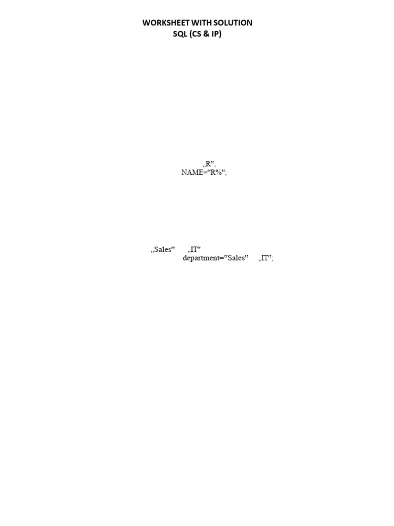 WORKSHEET SQL | PDF | Table (Database) | Sql