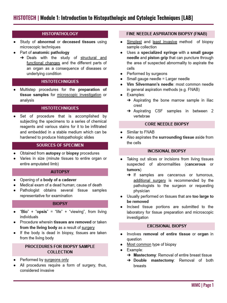 Histopathology Techniques Overview | PDF | Biopsy | Histopathology