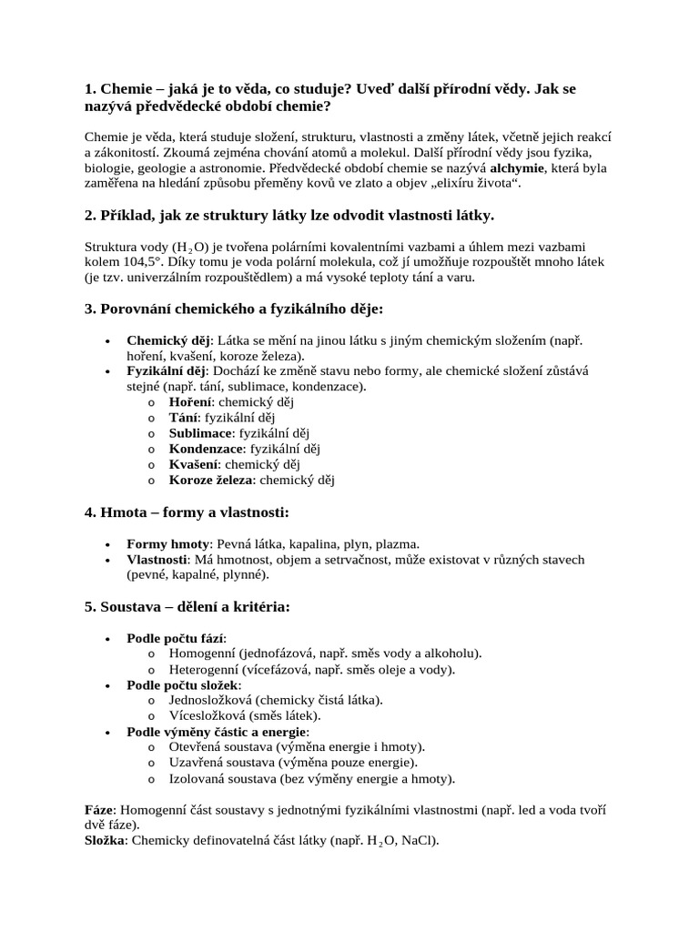 Pracovní List Chemie | PDF