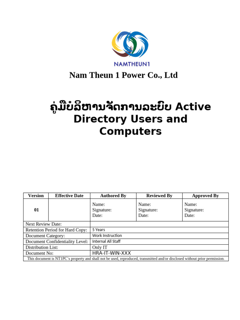 ສ້າງຄູ່ມື - WIN - Active Directory - v3 | PDF