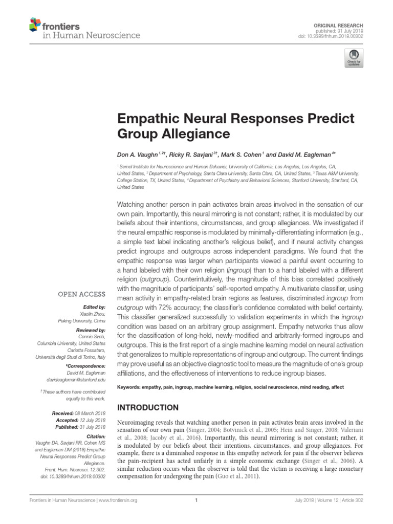 Empathy and Neural Responses to Group Bias | PDF | Empathy | Cingulate ...