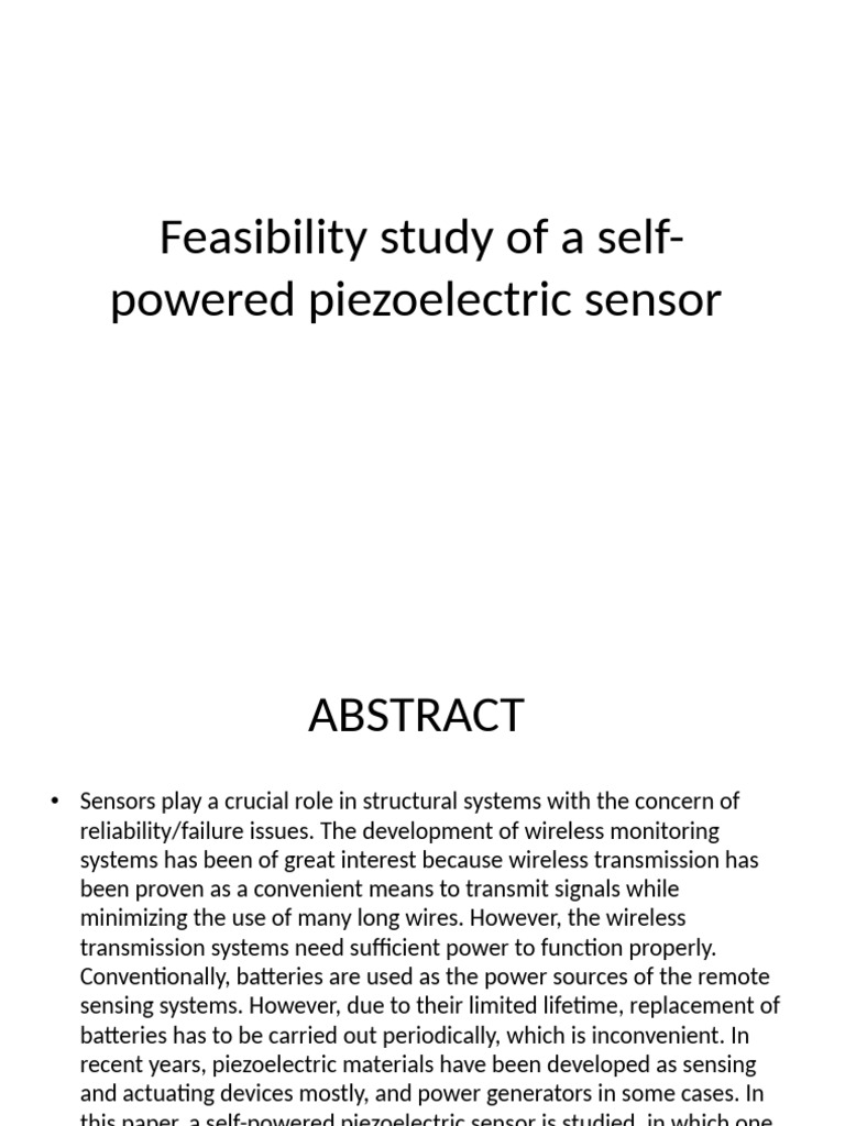 Feasibility Study of a Self-powered Piezoelectric Sensor | PDF ...