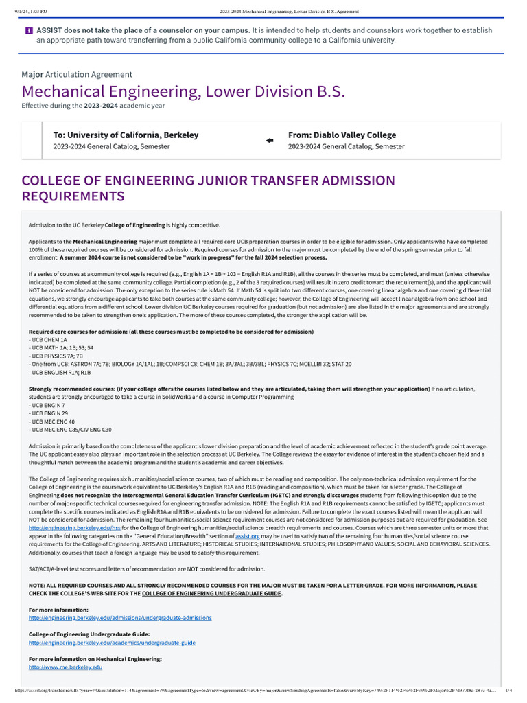 2023-24 Mech Eng Transfer Guide | PDF