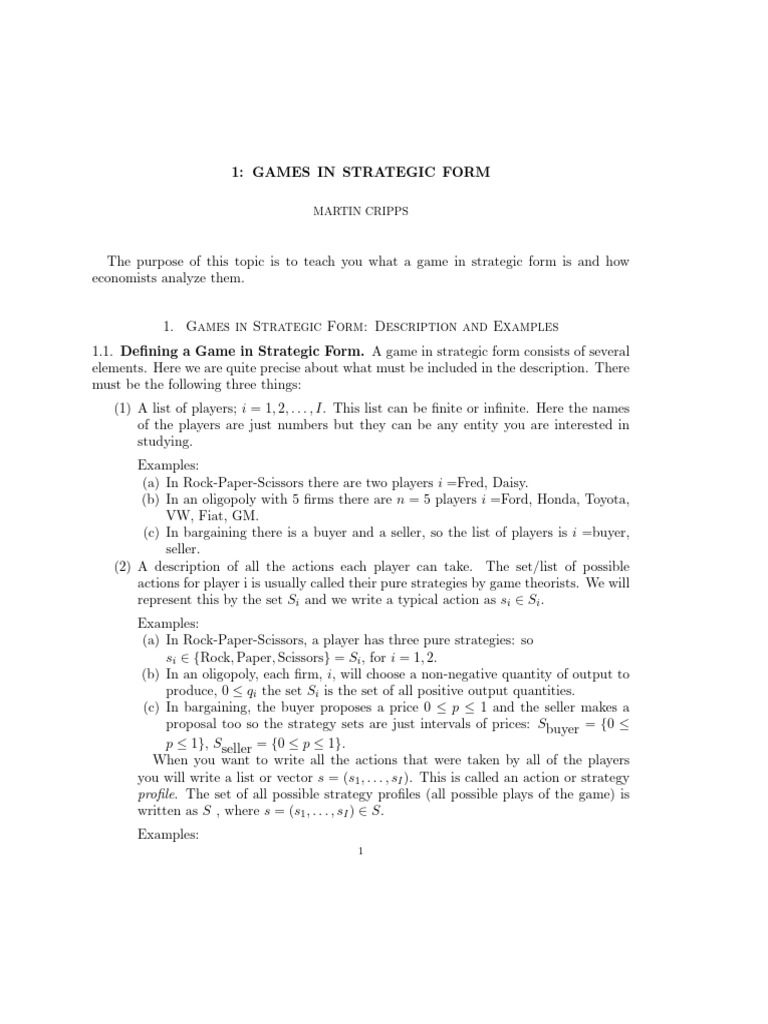 Combined Lecture Notes | PDF | Economics Of Uncertainty | Game Theory