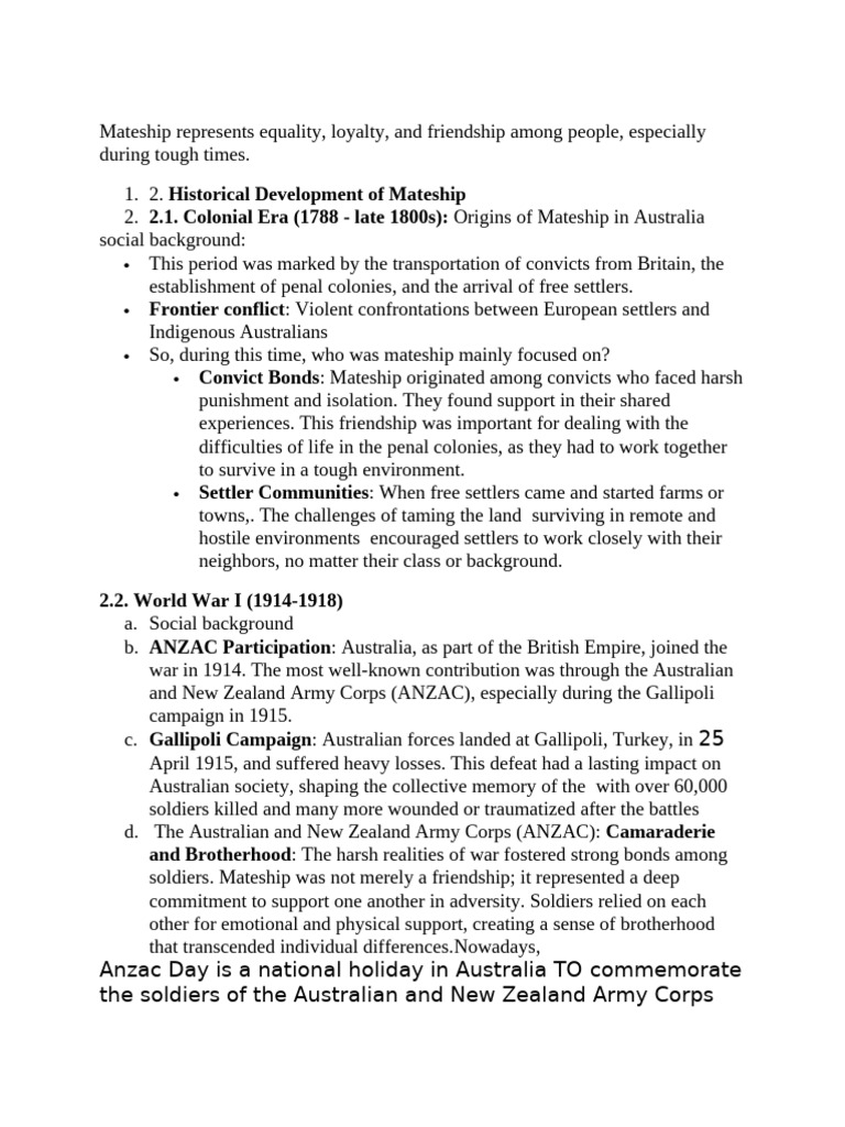 The Evolution of Mateship in Australia | PDF | Australia | Australian ...