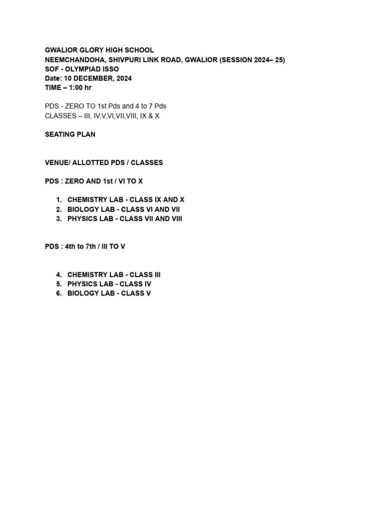 Isso - 2024 Seating Plan | PDF