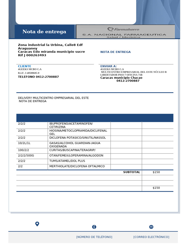 Nota de Entrega de Medicamentos 4GEEKS | PDF