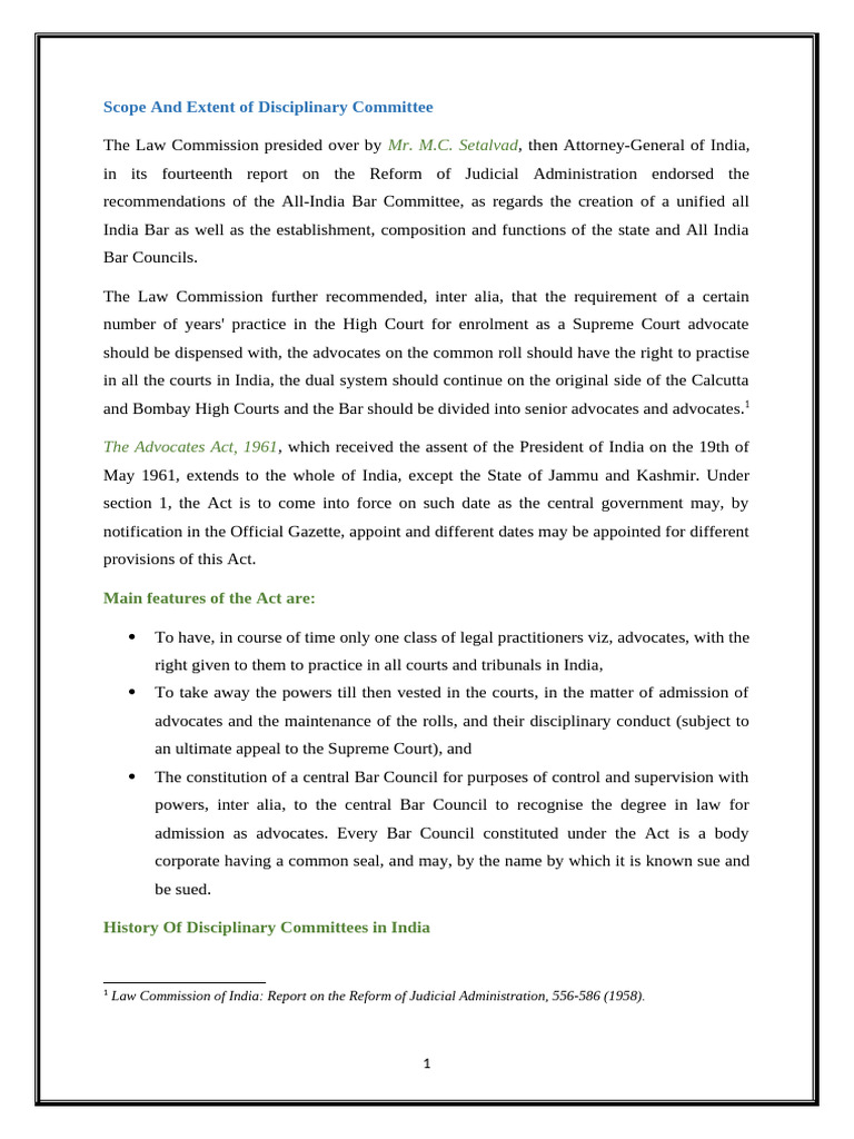Scope and Extent of Disciplinary Committee | PDF | Advocate | Public Law