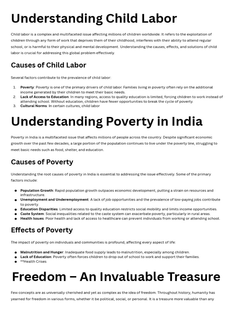 Causes and Effects of Child Labor | PDF | Poverty | Poverty & Homelessness