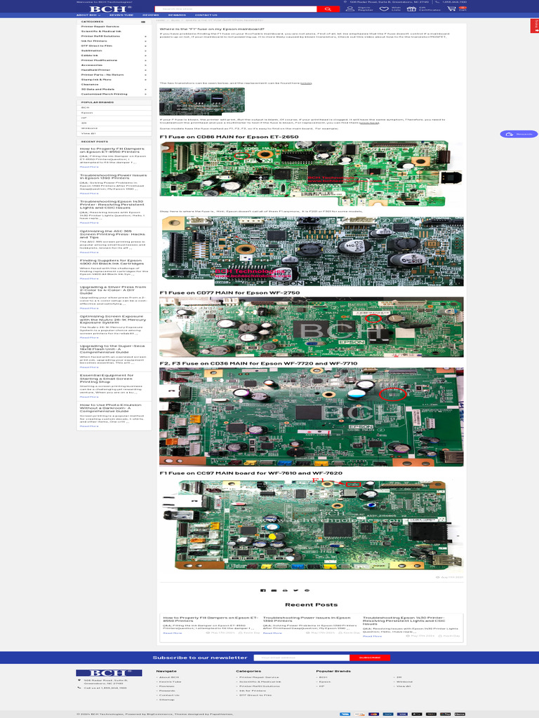 Locating the F1 Fuse on Epson Mainboards | PDF | Printer (Computing ...