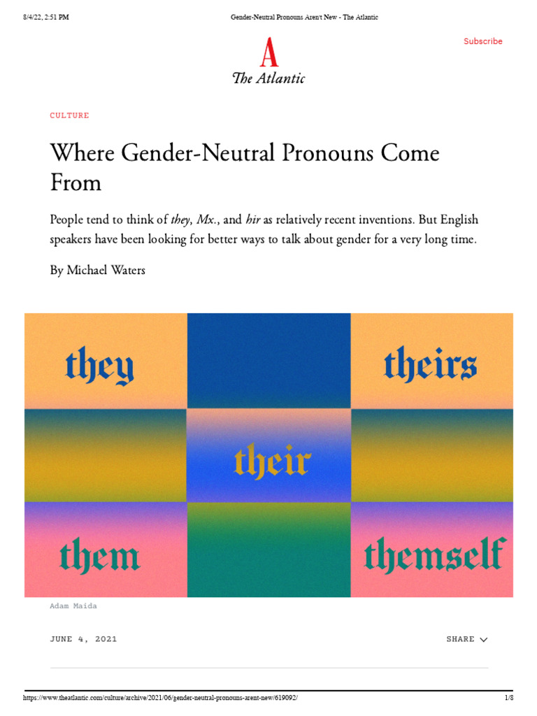 Where Gender-Neutral Pronouns Come | PDF | Grammatical Gender | Gender