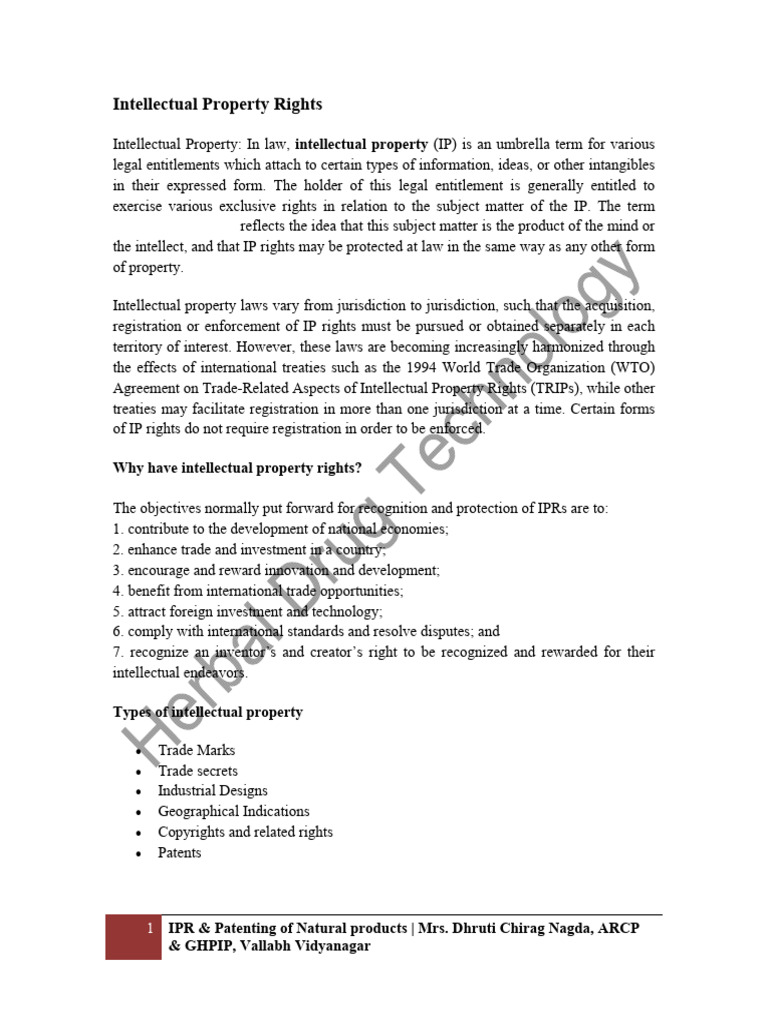 Intellectual Property Rights | PDF | Intellectual Property | Prior Art
